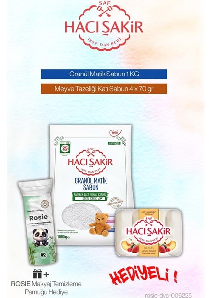 Granül Matik Deterjan 1 kg ve Meyze Tazeliği Katı Sabun 4X70 Ml, Rosie Pamuk