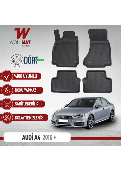 Audi A4 Paspas Seti 2016 2024 Arası Uyumlu 3D Havuzlu Paspas Set