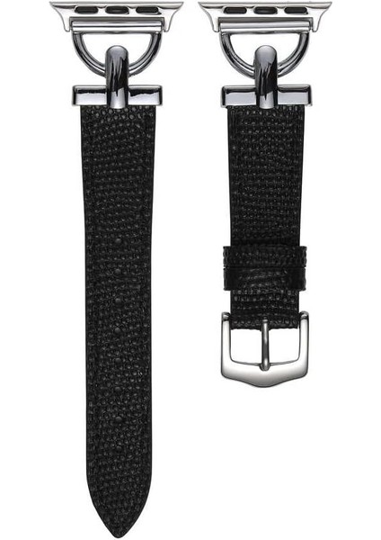 ​​​ Ile Uyumlu Watch 42MM Krd-53 Deri Kordon Siyah-Gümüş fiyatları