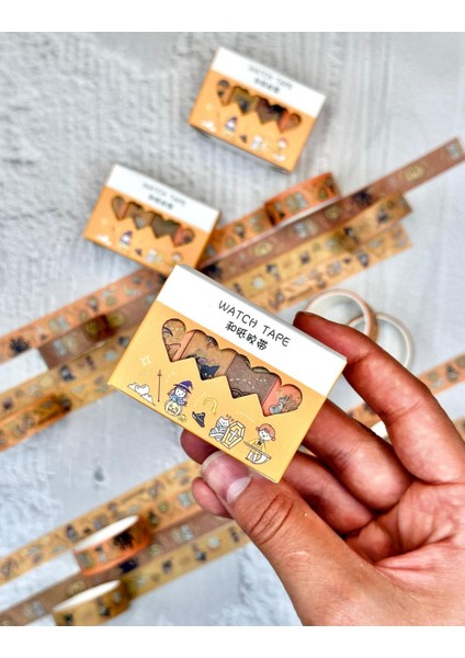 Sevimli Cadılar 4'lü Washi Bant Set Turuncu /washi Tape/masking Tape/desenli Bant