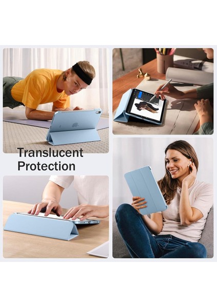 Ipad 11.nesil A16 A3354 /A3355 /A3356 Ile Uyumlu Uyku Modlu Yatay Standlı Sert Smart Tablet Kılıfı