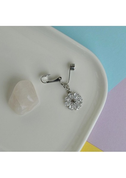 Deliksiz Göbek Piercing Mıknatıslı Sıkıştırma Çiçek Figürlü
