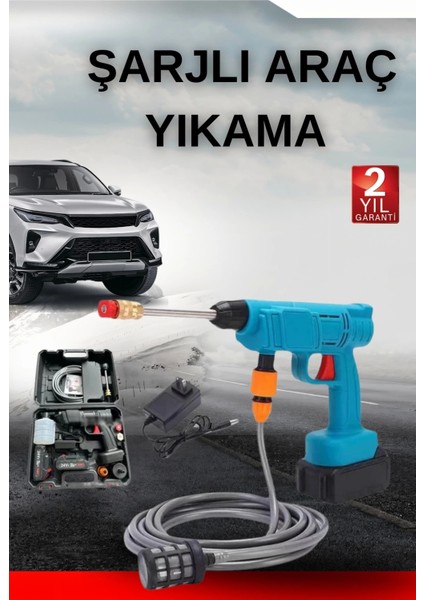 Şarjlı Oto Yıkama, Bahçe Sulama Tabancası Makinesi Yüksek Basınçlı