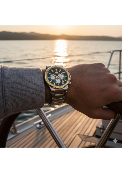 SL.09.2501.2.04 Erkek Kol Saati | Yeşil Kadranlı Çelik Güç ve Altın Detay fiyatları