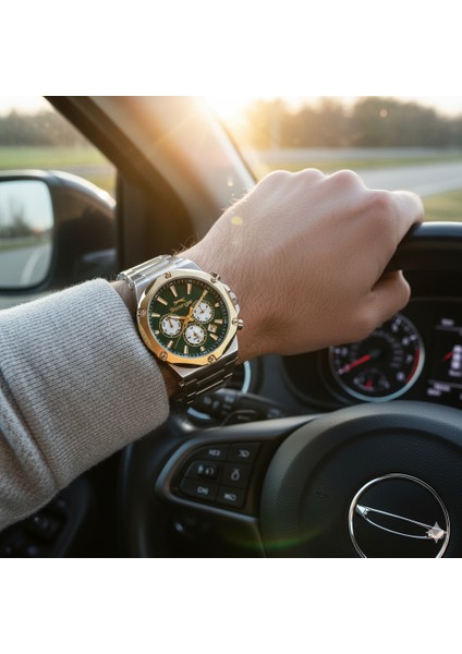 SL.09.2501.2.04 Erkek Kol Saati | Yeşil Kadranlı Çelik Güç ve Altın Detay fırsatları