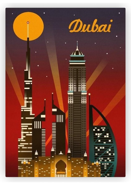Dubai Gökdelenler Burc Halife Ahşap Poster 20x29 cm