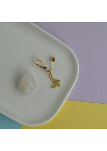 Deliksiz Göbek Piercing Mıknatıslı Sıkıştırma Kelebek Figürlü