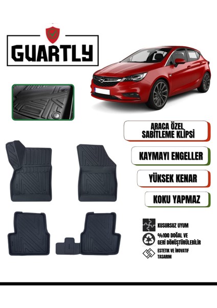 Opel Astra K Kasa 2015-2021 Uyumlu Araca Özel Premium 4d Havuzlu Oto Paspas Takımı