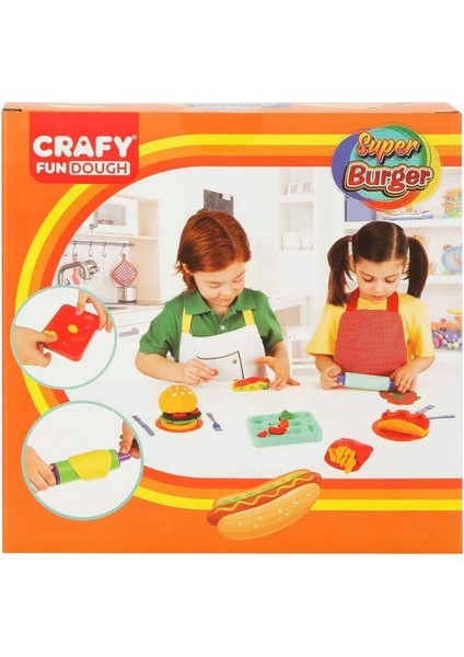 2015 Crafy Süper Burger Oyun Hamuru Seti 200 G 12 Parça modelleri