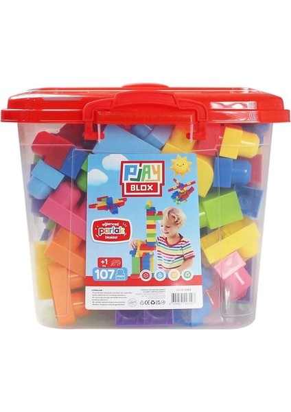 Play Blox Yapı Oyuncakları 107 Parça Kovalı Parlak Renkler Mega Blok Seti 3103 fırsatları