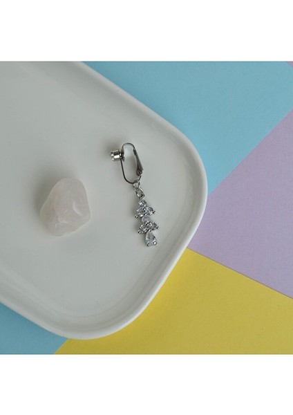 Deliksiz Göbek Piercing Mıknatıslı Sıkıştırma Taş Sallantılı