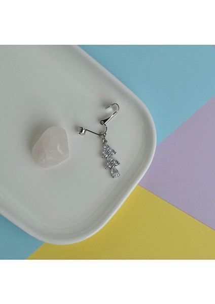 Deliksiz Göbek Piercing Mıknatıslı Sıkıştırma Taş Sallantılı