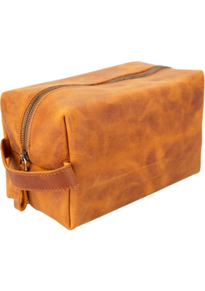 Deri Bakım ve Seyahat Çantası, L Beden, Antik Karamel Renk