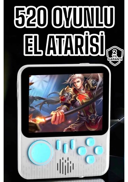 Mini Atari El Atarisi 3.5 Inç Ekran Çift Konsol 666 Adet Retro Oyun Gameboy El Atarisi