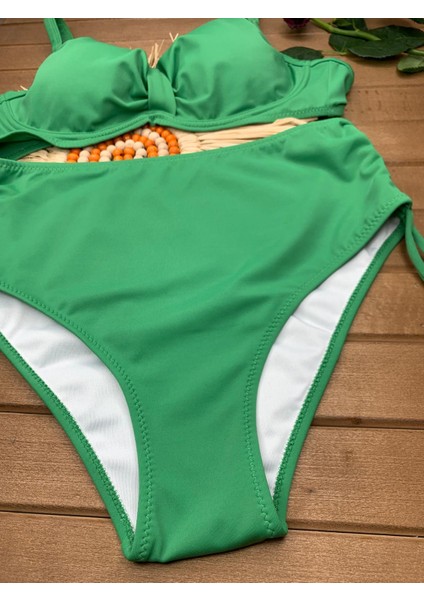 Kadın Siyah Likralı Esnek Şık Rahat Büyük Beden Telli Balenli Toparlayıcı Yüksek Bel Bikini Takım fırsatları