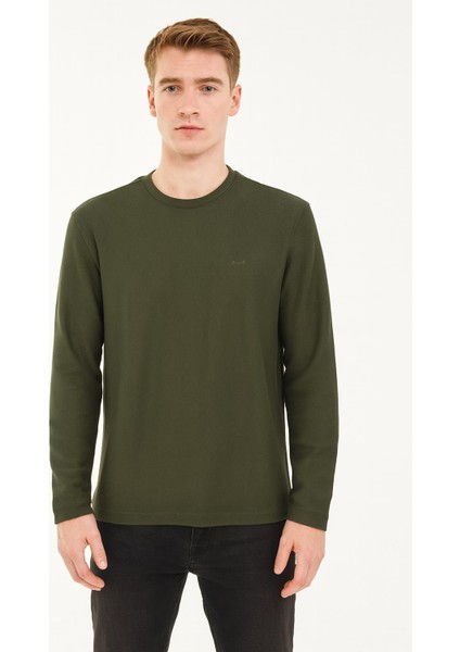 Erkek Oversize Uzun Kol Sıfır Yaka SWEATSHIRT-7143