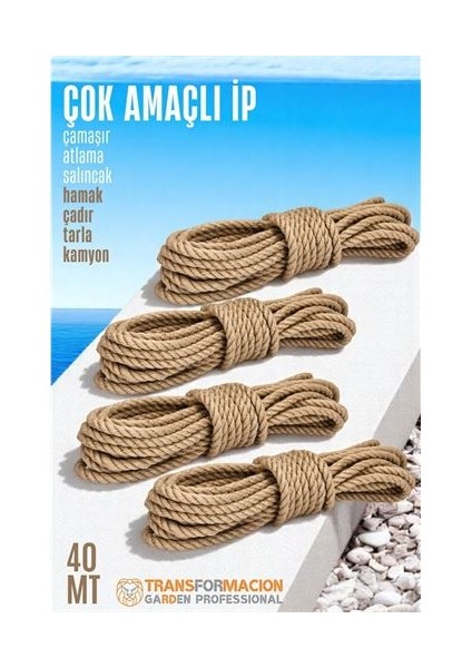 Dktt Çok Amaçlı Kalın Ip Hamak Ipi - Çamaşır Ipi Salıncak Ipi Atlama Ipi 40 Metre
