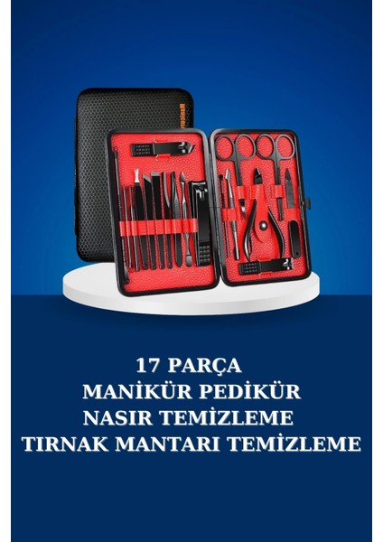 17 Parça Manikür Seti Taşınabilir Özel Çantalı El ve Ayak Bakımı Tırnak Batığı Temizleme fiyatları