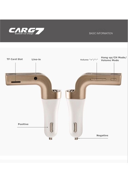 Carg7 Bluetooth Araç Fm Transmitter USB Girişli fiyatları