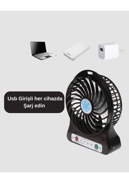 Şarjlı USB Fan – Masaüstü Mini Vantilatör, Taşınabilir, Işıklı, 3 Kademeli, Sessiz fiyatları