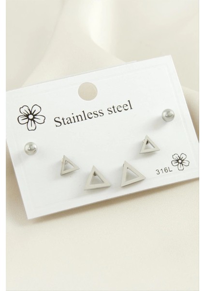 6 Adet Üçgen Çelik Küpe