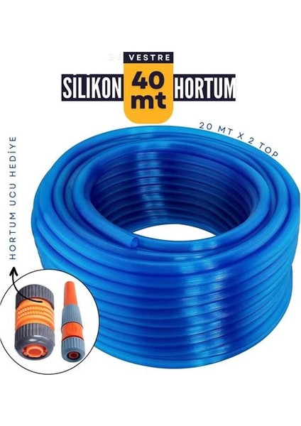 Bx 40 Metre Silikonlu Bahçe Hortumu Sulama Aparatı Hediyeli