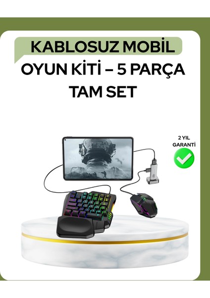 Mobil Pubg Oyuncuları Için 5in1 Klavye Mouse Oyun Seti – Bt5.3 Destekli