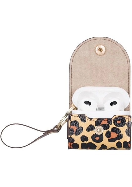 Apple Airpods 3.nesil Uyumlu Deri Kılıf Mai Snap Leopar fırsatları