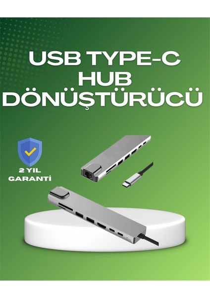 Seyahat Dostu 8‑in‑1 Hub – Şarj & Veri & Video & Ağ Için Eksiksiz Çözüm