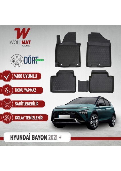 Hyundai Bayon Paspas 2021 Sonrası Uyumlu 3D Havuzlu Paspas Seti