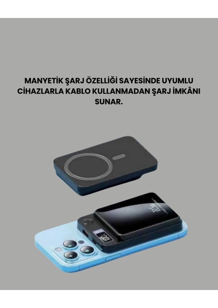 5000MAH / 10000MAH Kapasiteli Manyetik Usb-C ve Kablosuz Powerbank modelleri