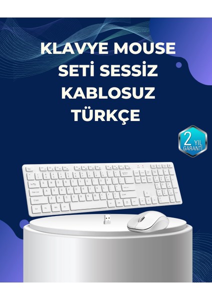 USB Alıcılı Kablosuz Klavye Mouse - Geniş Uyumluluk, Sessiz Tuşlar