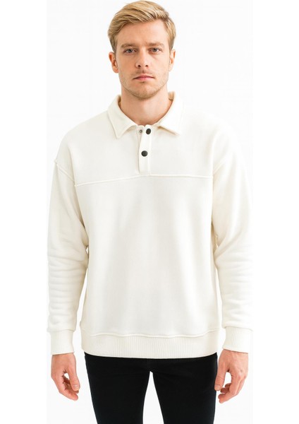 Erkek Oversize Uzun Kol Polo Yaka SWEATSHIRT-7100