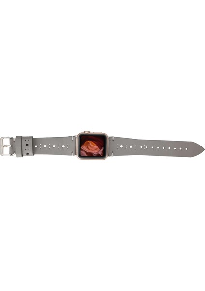 Apple Watch Uyumlu Deri Kordon 38-40-41MM Rst9-Ba8 Gri modelleri