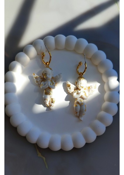 Gold Angels Altın Varak El Yapımı Tasarım Melek Küpe modelleri