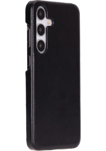 Samsung Galaxy S25 Plus Uyumlu, Hakiki Deri, El Yapımı Arka Kapak, Kömür Siyah