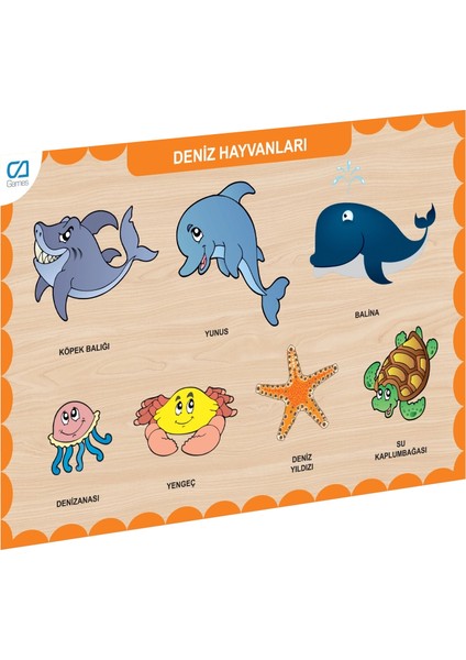 CAAHS-3212 Ca Games Ahşap Deniz Hayvanları Bul-Tak