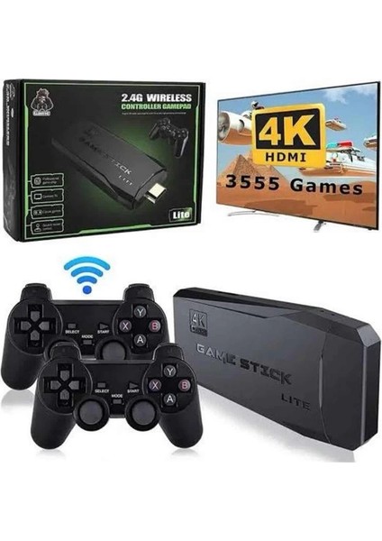 Retro Oyunlar 4K Game Stick 2.4g Kablosuz Çift Kol 3500 Oyun Atari fırsatları