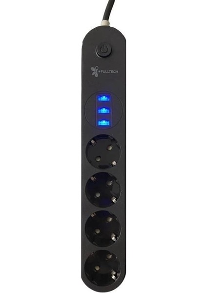 4lü Siyah Anahtarlı 3 USB Li Akım Korumalı Topraklı Çocuk Korumalı Grup Priz 2 Metre fırsatları