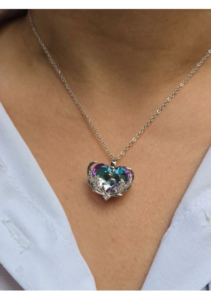 Büyük Okyanusun Kalbi Çelik Gümüş Kolye