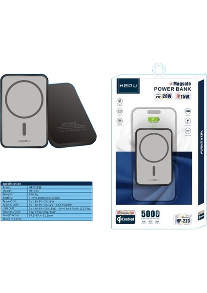 HP-223 5000 Mah PD20W Magsafe 15W Kablosuz Powerbank fiyatları