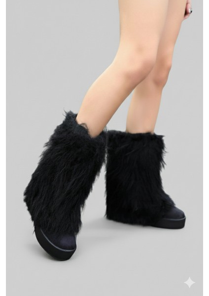 Kadın Tüylü Platform Bot | Kışlık Peluş Detaylı Kalın Taban Bot fırsatları
