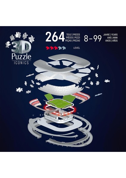 3D Puzzle Iconics Allianz Arena – Işıklı Fc Bayern Münih Stadyumu Maketi