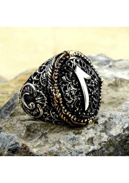 Gümüş Arapça Elif Yazılı Erkek Yüzük fiyatları