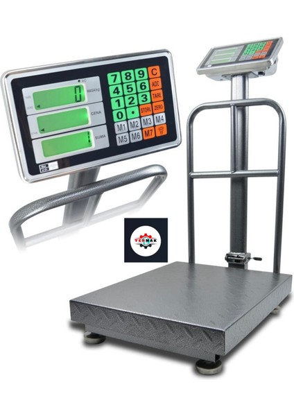 Gri Renkli 40X50CM Çelik Elektronik Tartı, 300KG Kapasiteli, Şarjlı ve Korumalı