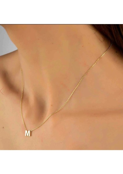 Harf Kolye Çelik Gold Renkli