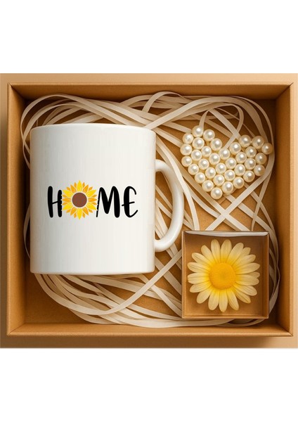 Papatya Home Yazılı Hediye Kutusu, Ev Hediyesi, Papatya Severler Hediye Seti P1-07