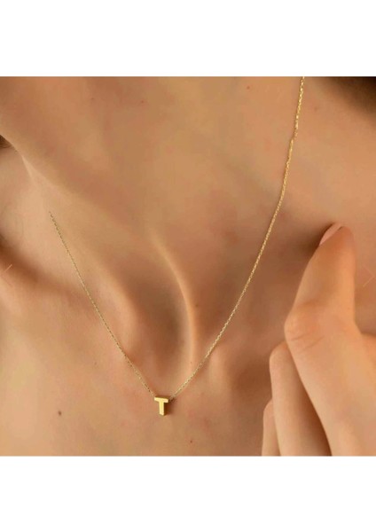 Harf Kolye Çelik Gold Renkli