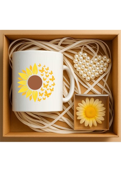 Papatya ve Kelebekler Hediye Kutusu, Sevgiliye Hediye Sepeti, Doğum Günü Hediyesi, Yılbaşı Hediyesi P1-09
