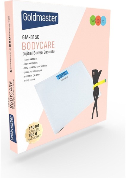 Dijital Banyo Tartısı, Geniş Ekran, 6 mm Temperli Cam, Çok Renkli, Garantili